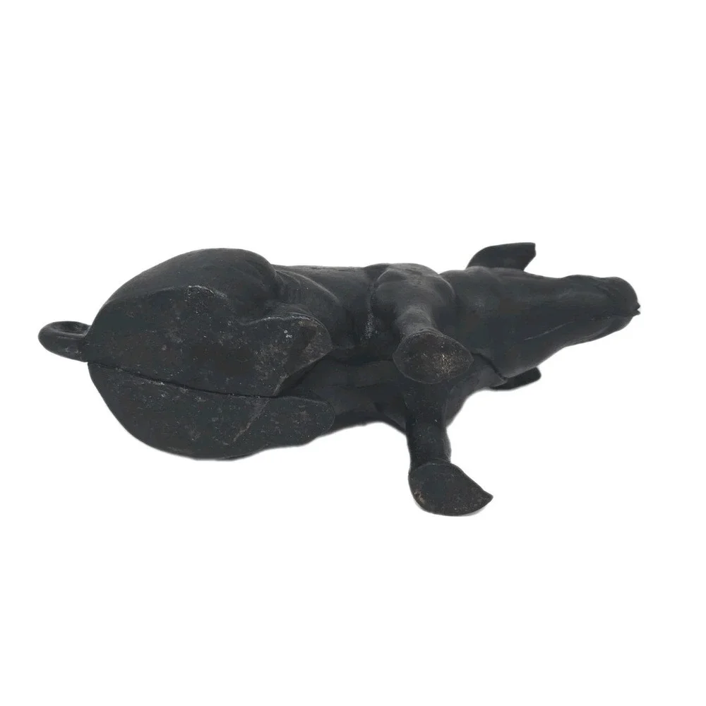 Vintage Cast Iron Black Piggy Bank  Door Stop Nice U141